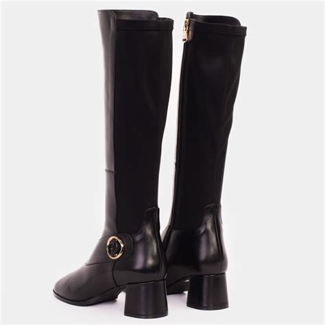 The Windsor Black Leather Knee High Women Boot - Vinci Leather Shoes