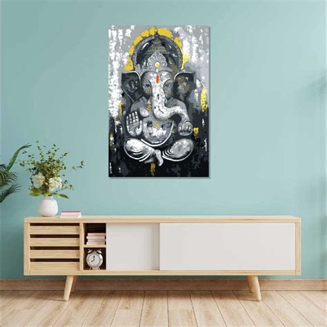 Lord Ganesh 3D Wall Painting | Cotton Stretched Canvas – Rangoli