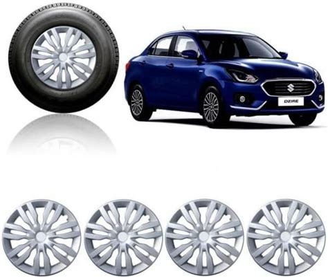 Cranzo Car Wheel Cap Silver Set of 4 Pieces For Maruti Suzuki Swift ...