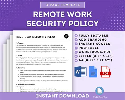 Remote Work Security Policy Template | ProBizTemplates