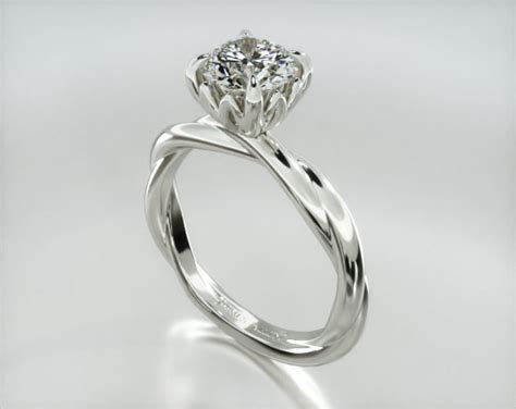 Rope Solitaire Engagement Ring Embellished With a Four Prong Lotus ...