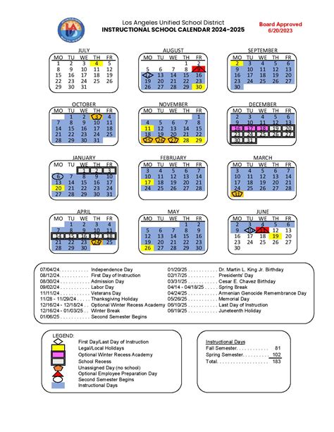 LAUSD School Calendar 2025 | Los Angeles Unified Schools