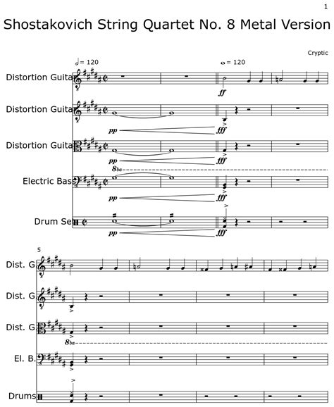Shostakovich String Quartet No. 8 Metal Version - Sheet music for ...