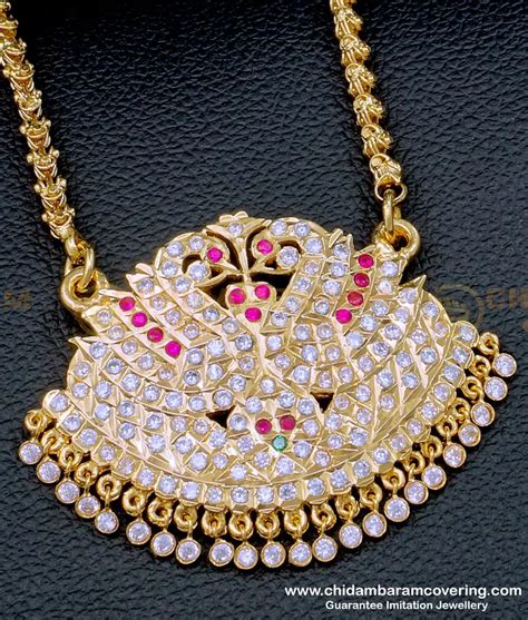 Buy Traditional Impon Swan Dollar With 24 Inches Long Chain Gold Design