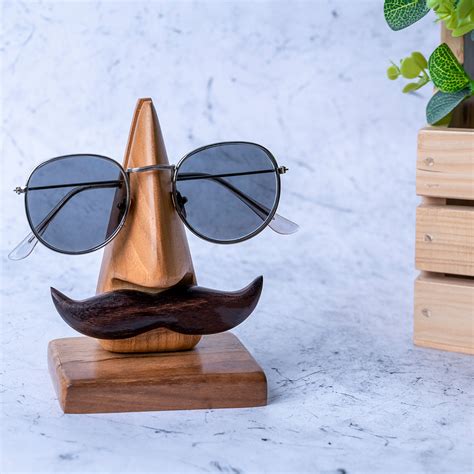 Handcrafted Male Nose-Shaped Spectacle Stand with Mustache – Craft Melon