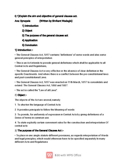 Interpretation of Statutes and General Clauses Act Overview (LAW101 ...