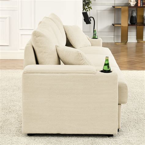 Latitude Run® Modern Beige Corduroy With 6 Seats And Versatile Storage ...