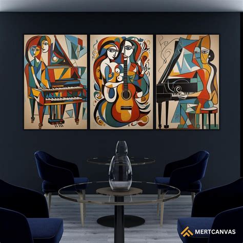 Buy Pablo Picasso Style Guitar Piano Design Feminine Feminist Canvas ...