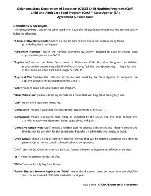 Fillable Online CACFP Procedures Fax Email Print - pdfFiller