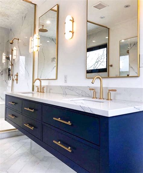 Navy Cabinets in the bathroom | Bathroom interior design, Bathroom ...