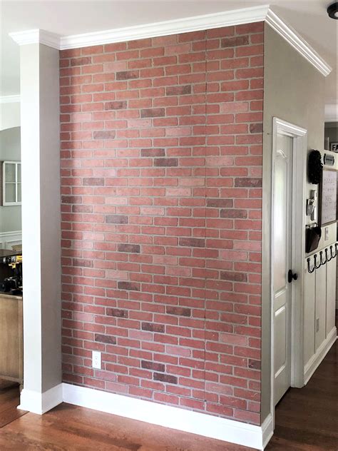 DIY Faux Brick Wall with a German Schmear look using these brick panel ...