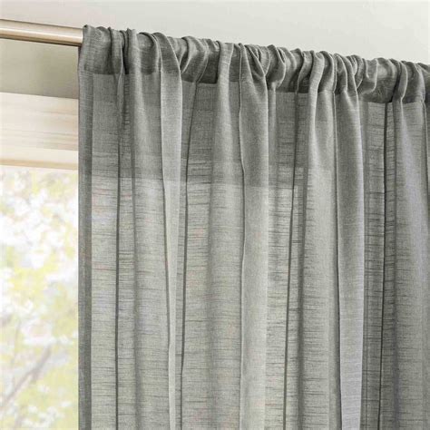 Ayanna Grey Sheer Rod Pocket Single Curtain Panel, 84"