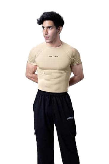COITONIC Men Compression Half Sleeves Round Neck T-Shirt for Gym and ...