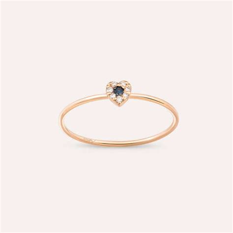 Hearts 0.07 CT Blue Sapphire and Diamond Ring