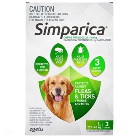 Zoetis Simparica 80mg Chewable Tablets For Dogs >20-40 kg (44-88 lbs ...