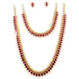 Buy AFJ GOLD Copper Gold Plated and Ruby Necklace Set for Women & Girls ...