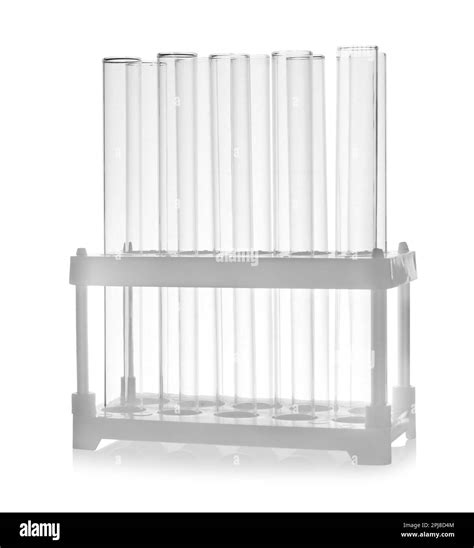 Empty test tubes on white background. Laboratory equipment Stock Photo ...