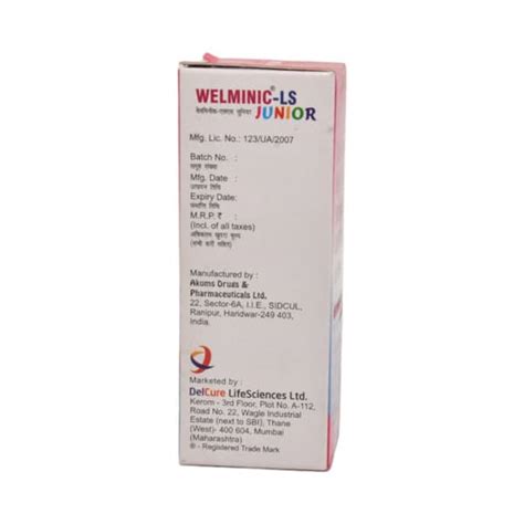 Welminic Ls Junior Bottle Of 60ml Expectorant: Uses, Side Effects ...