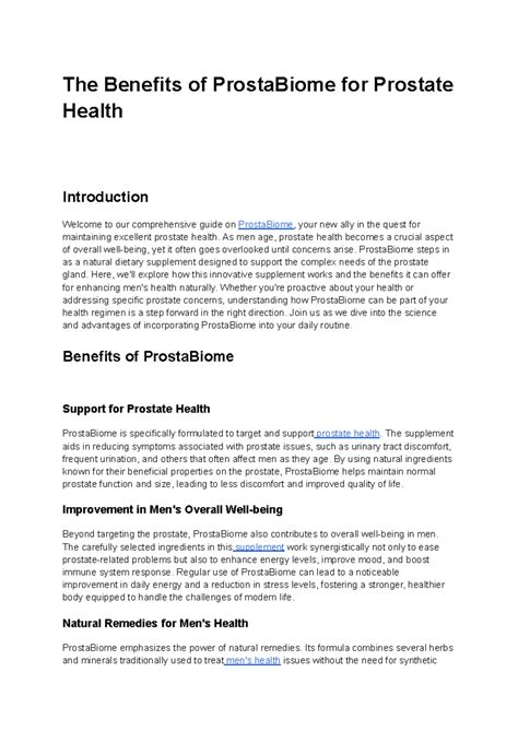 The Benefits of Prosta Biome for Prostate Health - The Benefits of ...