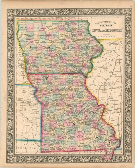 County Map of the States of Iowa and Missouri - Curtis Wright Maps