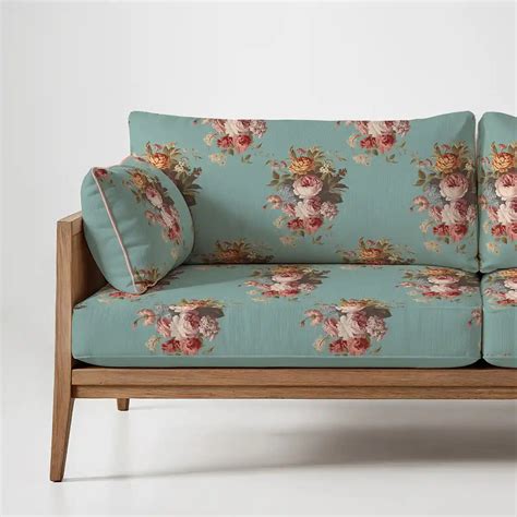 Florid Floral Sofa and Chairs Upholstery Fabric Teal – Life n Colors