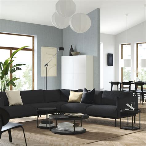 ÄPPLARYD 3-seat sofa with chaise longue, Gunnared light blue - IKEA