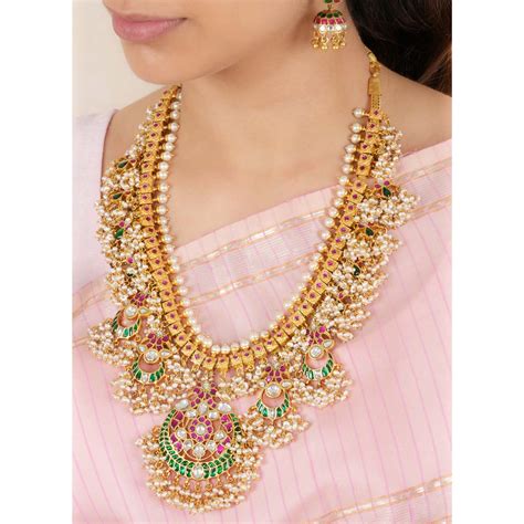 Buy Anika Guttapusalu Necklace | 92.5 Gold Plated Gutta Pusalu Silver ...