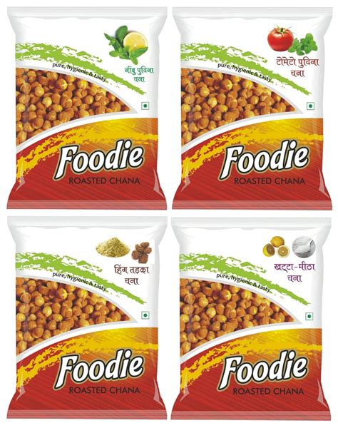 FIT FOODIE Roasted Chana Namkeen Combo - Pack of 4 (200g Each) - Tomato ...