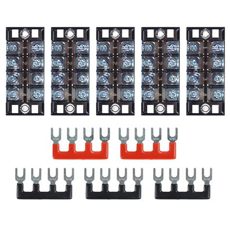 Buy FIXITOK Terminal Strip Blocks, 5 Sets 4 Positions 600V 25A ...