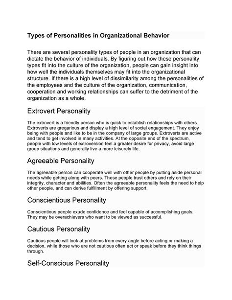 Types of Personalities - By figuring out how these personality types ...