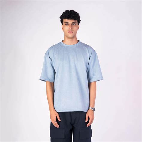 ICE BLUE EMBROIDERED SUEDE T-SHIRT – Hophead