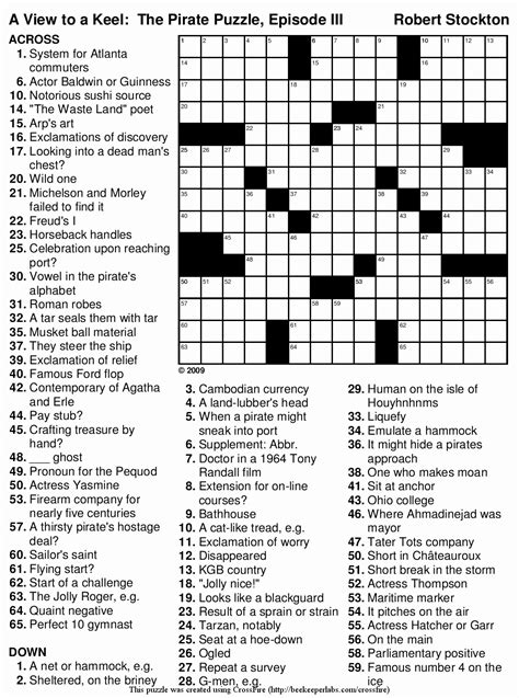 Free Printable LA Times Crossword Puzzles + Answers - Printables for ...