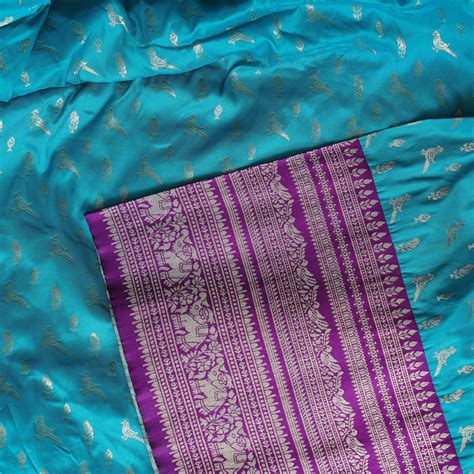 Banaras Brocade Blue With Big Border Fabric – Sanskruti