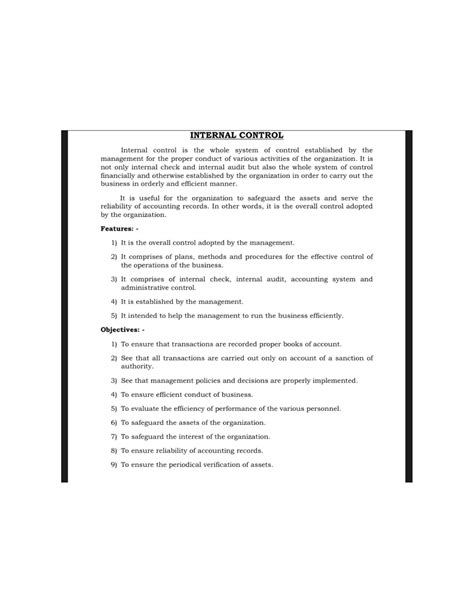 Internal control - Bcom audit - Bachelor of commerce (bcom) - Studocu