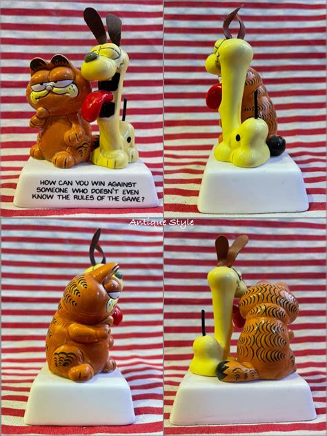 80s Garfield ガーフィールド ＆ オーディー "HOW CAN YOU WIN" エネスコ ENESCO セラミック 陶器 ...