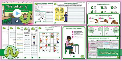 g Handwriting Practice | Continuous Cursive | Easy Download