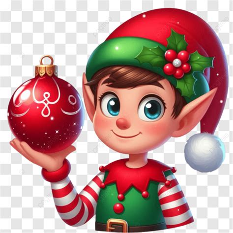 3d Festive Elf With Christmas Decorations On Transparent Background ...