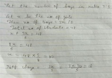 In a class of 48 students , the number of girls is three-fifths the ...
