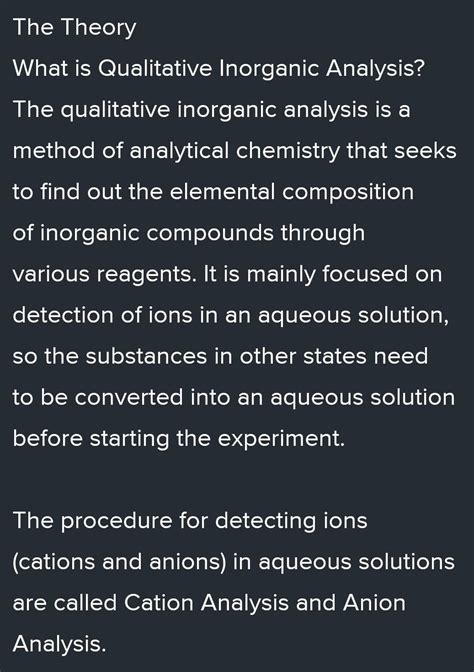 identify one anionic radical in the given unknown inorganic salt M by ...
