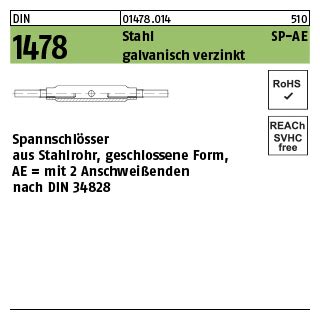 DIN 1478 Spannschlösser, Stahl SP AE M 10 gal Zn