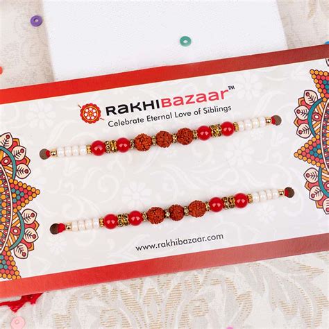 Send Set of 2 Rudraksha Rakhi with Raisins and Almonds Online ...