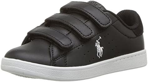 Polo Ralph Lauren Kids Boys' Quincy Court EZ Sneaker, Black Tumbled ...