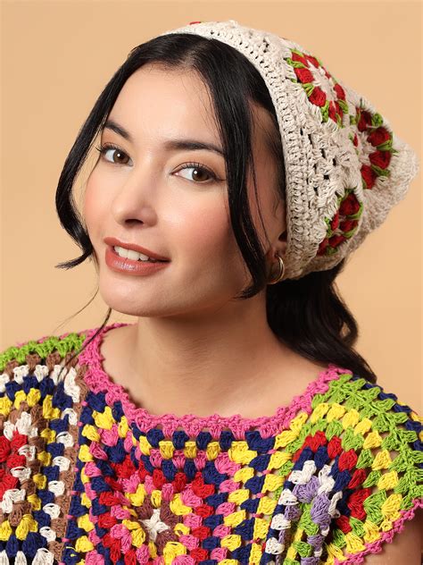 Velvery Handmade Floral Bandana - Off White