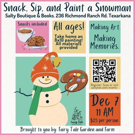 Snack, Sip, & Paint a Snowman (all ages!), Salty Boutique & Books, 236 ...