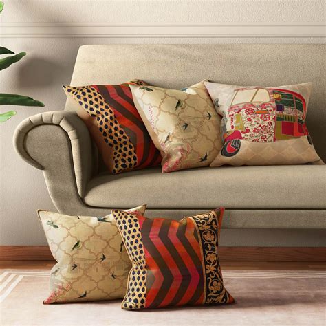 Buy INDIA CIRCUS The Mughal Rickshaw Cushion Cover - Set of 5 - 40 x 40 ...