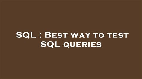 Image result for SQL Query Test