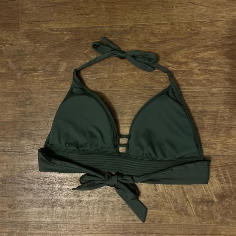 dark green bikini top, Only worn a few times -... - Depop