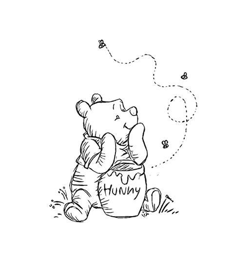 Classic Winnie The Pooh Clipart Black And White Fotobehang Winnie The