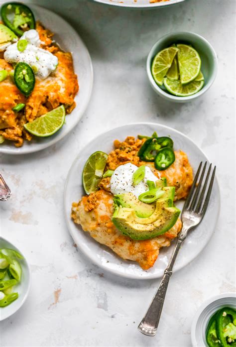Green Chile Chicken Skillet Enchiladas