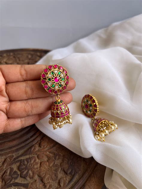 Premium Kundan flower Jhumkas – House of Jhumkas